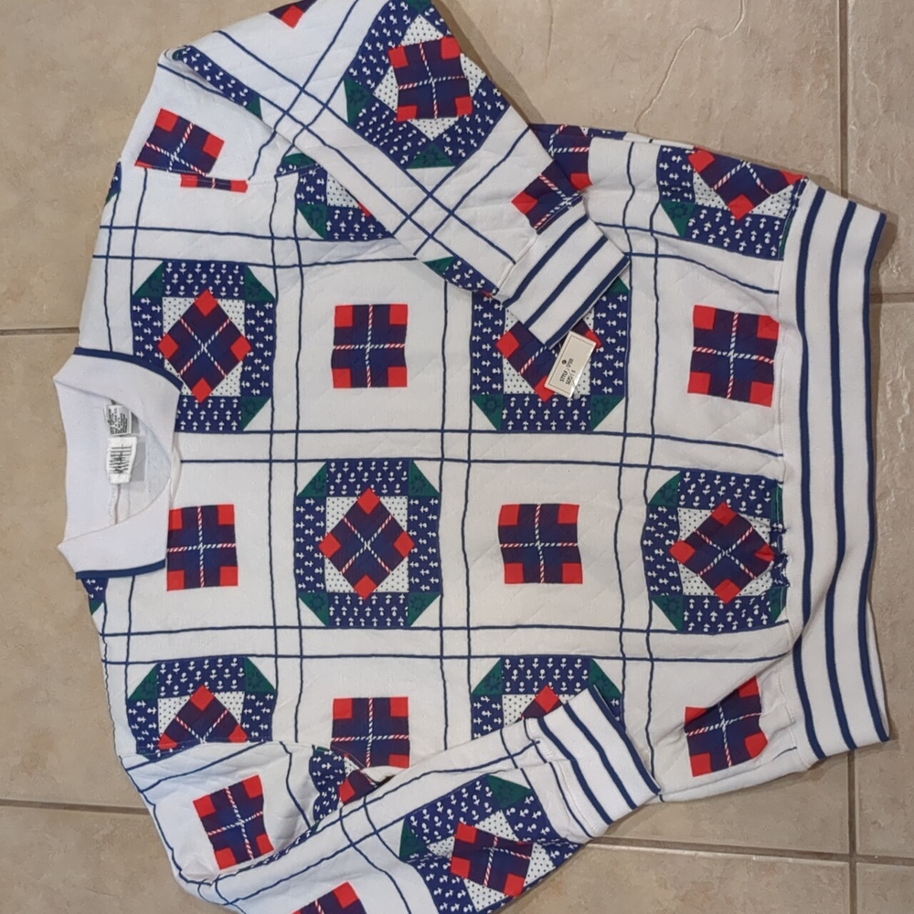 Vintage 80's Cottagecore Jason Maxwell Quilted Pullover Sweater Size Small NWT